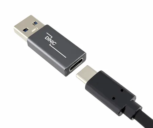 DINIC Adapter, USB A Stecker auf USB C Buchse, 3 Stück Alu, space grey